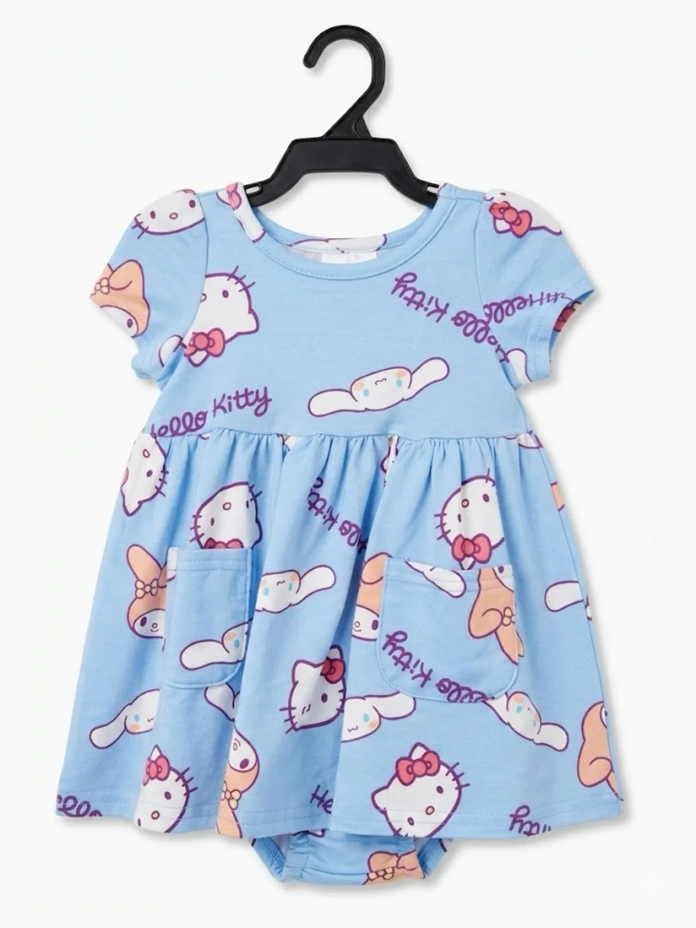Hello Kitty Baby Girl Viscose Bamboo French Terry Pastel Blue Dress And Panty